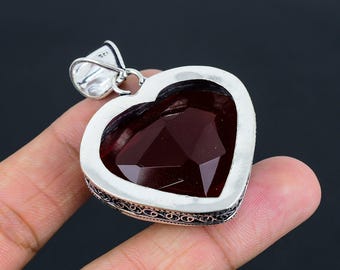 Ciondolo In Granato Del Mozambico Sfaccettato Fatto A Mano: Gioielli Boho In Argento Sterling 925 - Italia - Foto 4