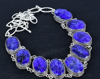 Collar de plata de ley con zafiro azul facetado - Joyería vintage hecha a mano