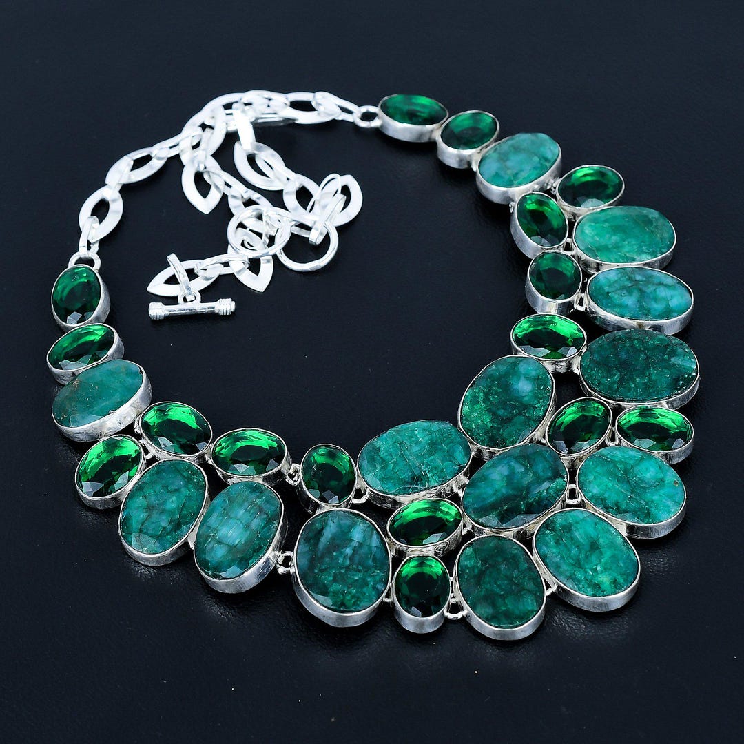 Handmade Zambian Emerald Chrome Diopside Necklace: Sterling Silver - Etsy