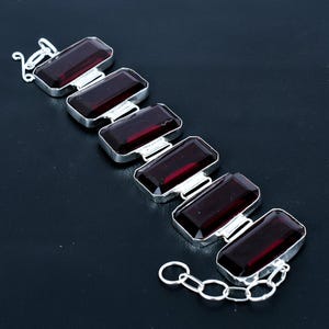 Faceted Pink Tourmaline Bracelet: Handmade 925 Sterling Silver Adjustable Link
