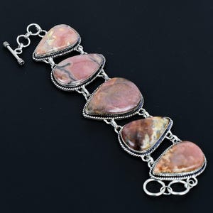 Handgemachtes Birnen Rhodochrosit Armband: 925 Sterling Silber Schmuck