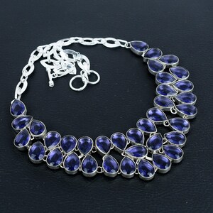 Handmade Pear African Amethyst Necklace: 925 Sterling Silver, Adjustable