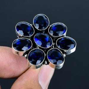 Handmade Faceted Iolite Ring: Sterling Silver Oval Gemstone, US Size 5 3/4