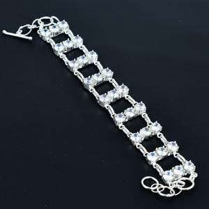 Faceted Cubic Zirconia Bracelet 925 Sterling Silver Bracelet White Zirconia Jewelry Gemstone Handmade Jewelry Statement Bracelet For Sister