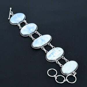 Blauer Opal Armband: Handgefertigte 925 Sterling Silber Kette