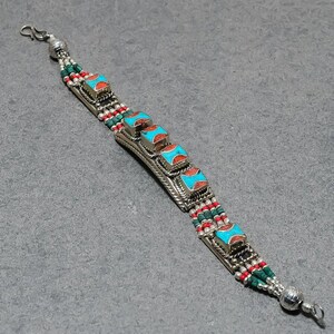 Turquoise & Coral Tibetan Bracelet: Handmade Gemstone Beaded Jewelry