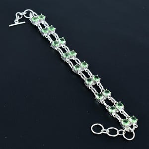 Handmade Faceted Green Amethyst Bracelet: 925 Sterling Silver Jewelry