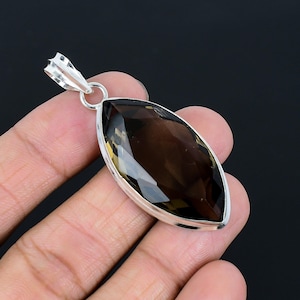 Faceted Smoky Quartz Pendant 925 Sterling Silver Pendant Beautiful Handmade Jewelry Marquise Gemstone Pendant Silver Jewelry Gift For Sister