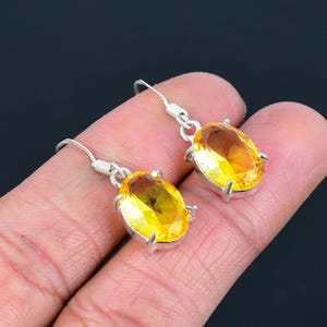 Faceted Citrine Earring 925 Sterling Silver Earrings Dainty Jewelry Handmade Oval Shape Earring Citrine Gemstone Jewelry For Engagement Gift