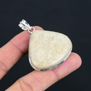 Petrified Wood Palm Pendant 925 Sterling Silver Pendant Unique Design Natural Gemstone Pendant Handmade Jewelry Dainty Jewelry Wedding Gifts