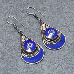 Rare Lapis Lazuli Earrings, Gemstone Earrings, Blue Drop & Dangle Earrings, 925 Sterling Silver Jewelry, Birthday Gift, Earrings For Mother