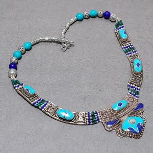 Turquoise Necklace Lapis lazuli Necklace Handmade Necklace Gemstone Jewelry Necklace Tibetan Nepali Jewelry Bohemian Jewelry Gift For Sister