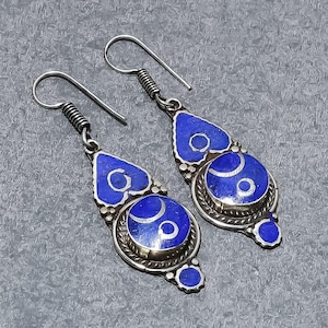 Elegant Lapis Lazuli Earrings, Gemstone Earrings, Blue Drop & Dangle Earrings, 925 Sterling Silver Jewelry, Birthday Gift, Earrings For Love