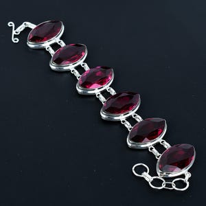Faceted Pink Tourmaline Bracelet: Handmade 925 Sterling Silver Adjustable Jewelry