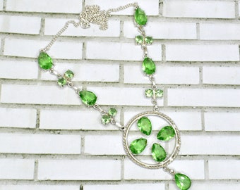 Faceted Green Amethyst Necklace: Handmade 925 Sterling Silver, Adjustable
