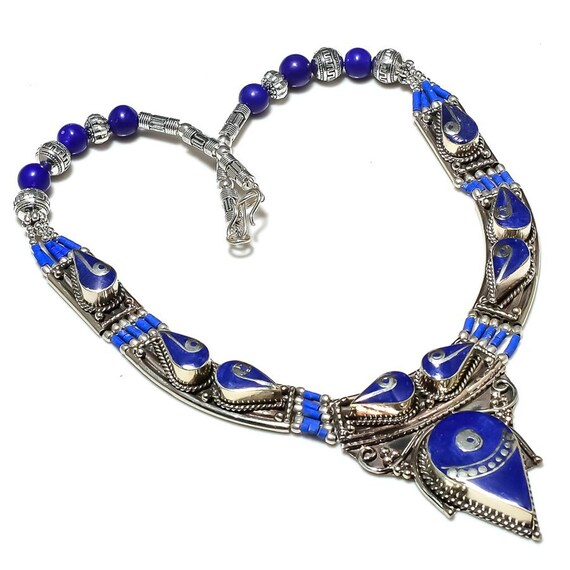 Silverly Collana in Argento Sterling con Perline di Turchese Grezzo per Donna | Collane con Perline di Pietre Preziose Blu | Cristalli Curativi per Gioielli in Argento 925 | Design Boho Colorato