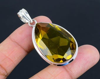 Faceted Citrine 925 Sterling Silver Pear Pendant: Handmade Women's Jewelry