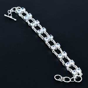 Faceted Cubic Zirconia Bracelet 925 Sterling Silver Bracelet White Zirconia Jewelry Gemstone Handmade Jewelry Statement Bracelet For Mothers
