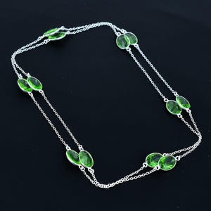Faceted Green Amethyst Necklace: Handmade Sterling Silver Chain Jewelry