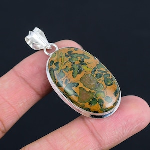 Rainforest Jasper 925 Sterling Silver Pendant - Handmade Gemstone Jewelry