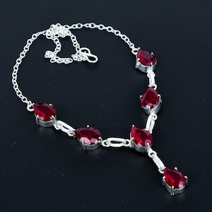Faceted Mozambique Garnet Necklace 925 Sterling Silver Jewelry Handmade Adjustable Necklace Pear Shape Gemstone Necklace Unique Gift For Her