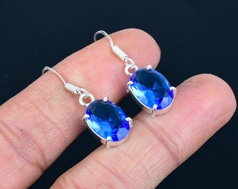 Faceted Tanzanite Quartz Earrings 925 Sterling Silver Earrings Oval Shape Gemstone Earrings Decent Jewelry Handmade Earring Gifts For Mother