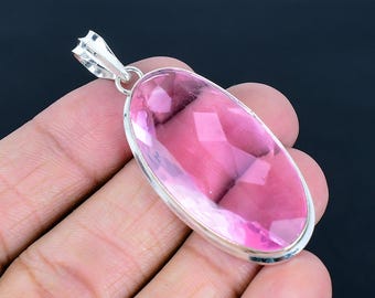 昆*庚様 ハンドメイド ピンクストーン ペンダント ピンククンツァイトペンダント*ハンドメイドファセットオーバル