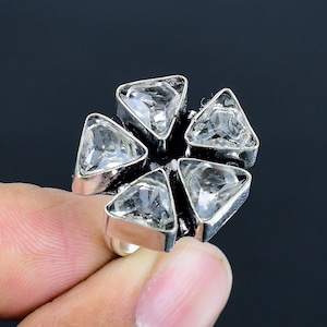 Gefacetteerde witte topaas 925 sterlingzilveren ring - Handgemaakte edelsteensieraden