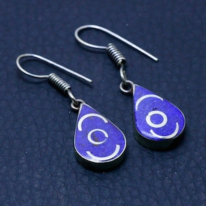 Elegant Lapis Lazuli Handmade Tibetan Earrings, Gemstone Earrings, Blue Drop & Dangle Earrings, Jewelry, Birthday Gift, Earrings For Love