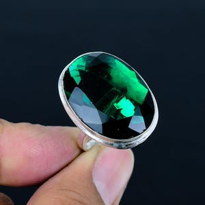 Faceted Chrome Diopside Ring 925 Sterling Silver Ring Adjustable Ring Oval Shape Gemstone Ring Handmade Silver Jewelry Women Jewelry For Her