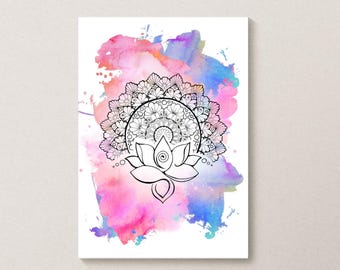 Lotus Flower Mandala Print PDF | colored