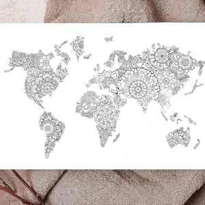 Weltkarten Mandala A4 als PDF