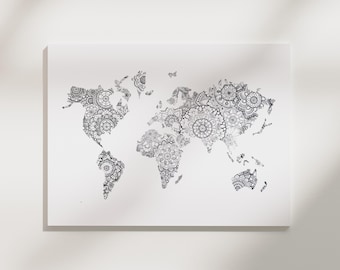 World Map Mandala A4 as PDF