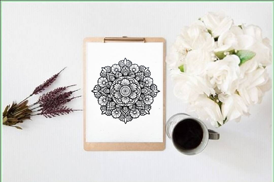 freehand mandala print to color