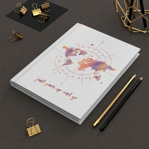 World Map Notebook - Line Art - White Hardcover Journal Matte