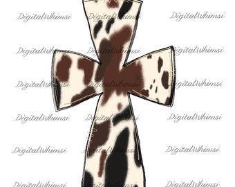 Cross, Cow Print Cross, Country Cross, Animal Print Cross PNG Sublimation Digital Image