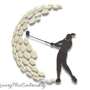 Female golfer embroidery designs machine sport pes pattern instant digital download