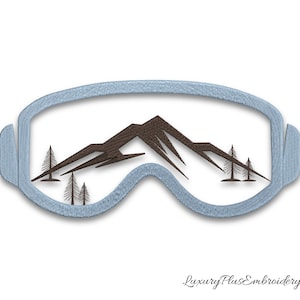 Stickdatei Skibrille Stickdatei Wintersport Schneeberge Maschinenmuster pes sofortige Datei digitaler Download