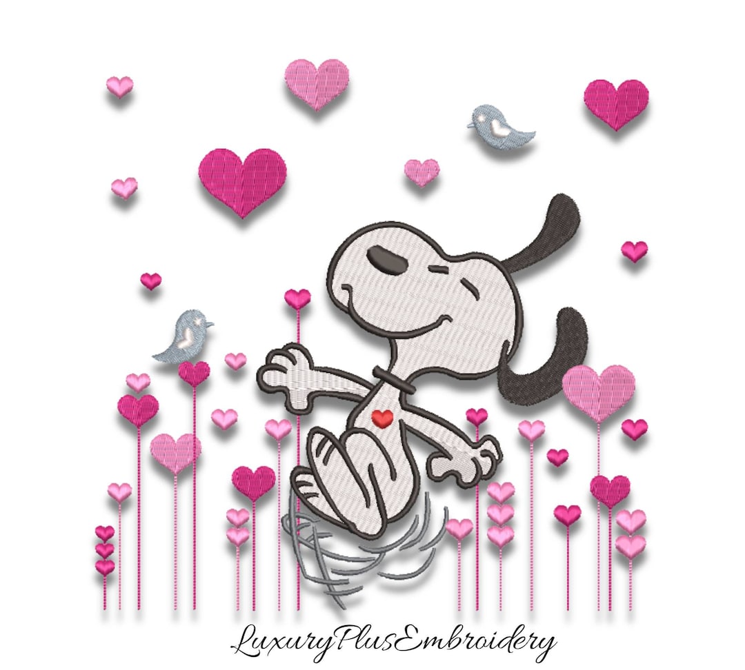 Snoopy Love Embroidery Designs Hearts Pes Machine Pattern