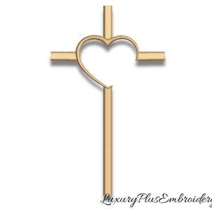 Christian cross embroidery design heart pes machine pattern