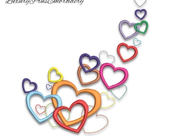 Hearts embroidery machine design love instant digital download