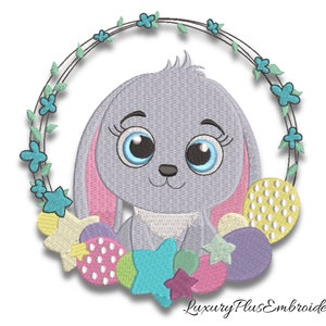 Bunny embroidery designs cute easter pattern