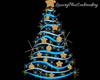 Christmas tree embroidery design machine pes holiday pattern instant digital file download