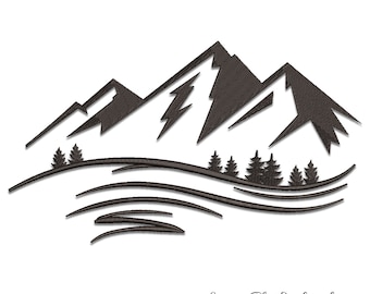 Mountains embroidery machine designs pes pattern instant digital download