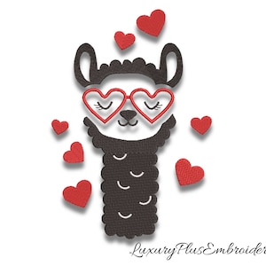 Llama love embroidery design machine pes pattern Valentine&#39;s day