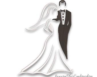 Bride and Groom Embroidery Design, Wedding Pattern (PES file)