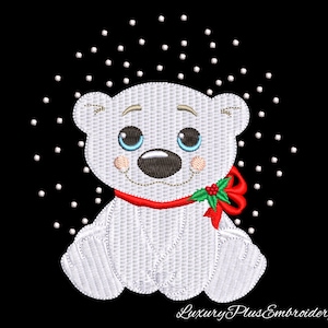 Christmas polar bear machine embroidery pattern holiday design pes instant digital file download