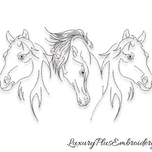 Horses embroidery machine designs pes instant digital pattern