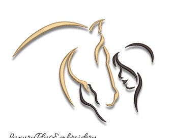 Horse embroidery machine design pes pattern girl instant digital download