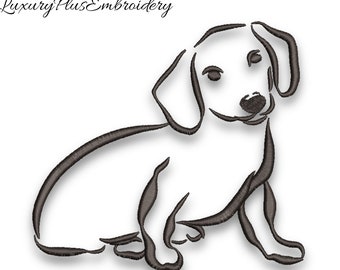 La macchina da ricamo bassotto disegna il modello del cane pes